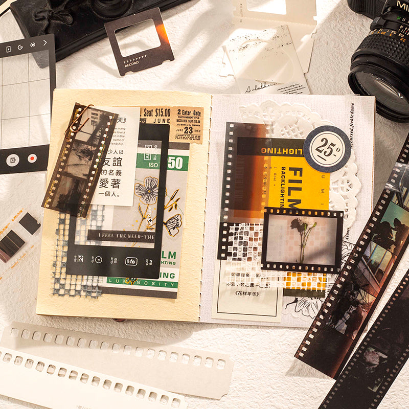 94 Pcs Vintage Film Negative Cinematic Scrapbooking Ephemera Pack