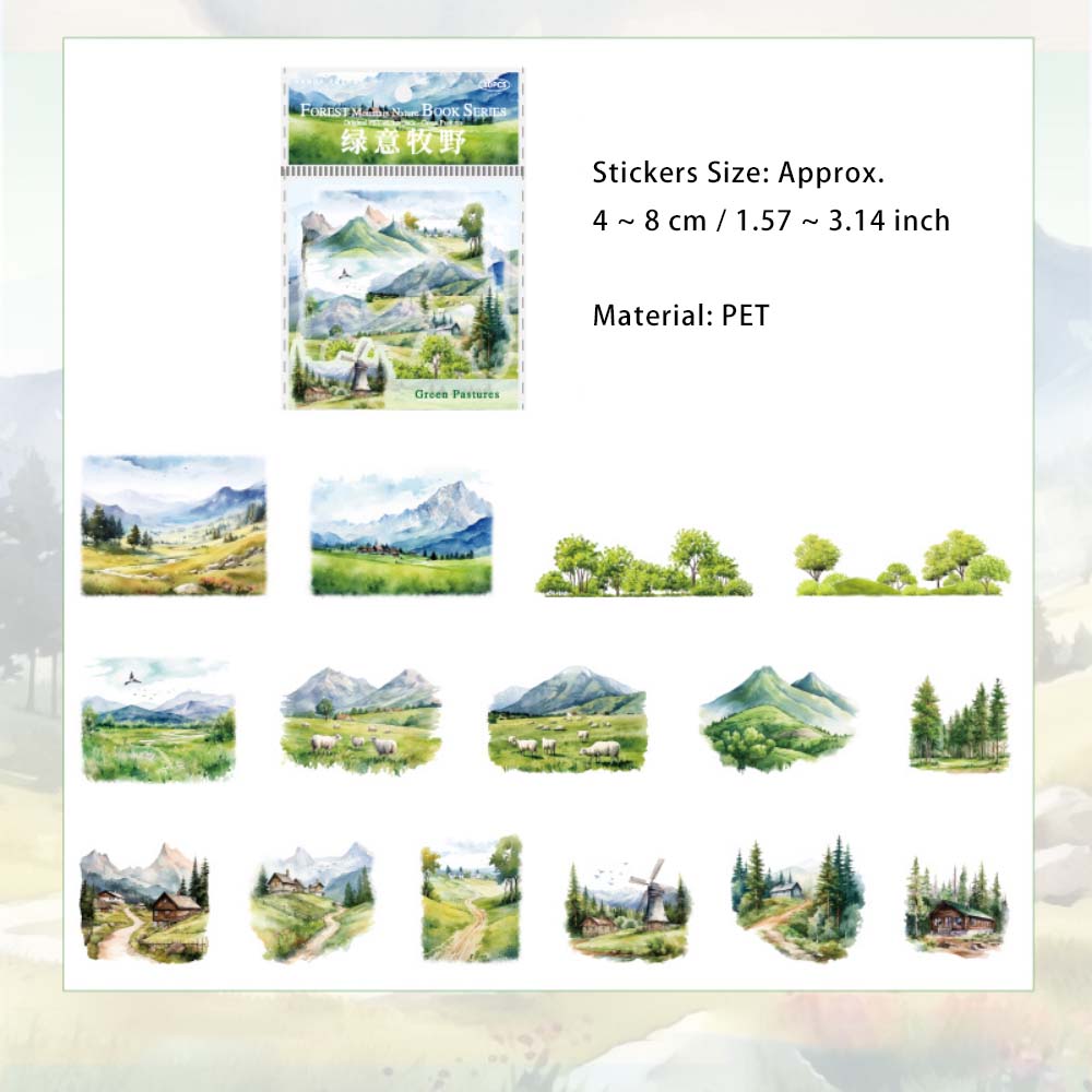 30 Pcs Forest Mountain PET Stickers SLZRCS