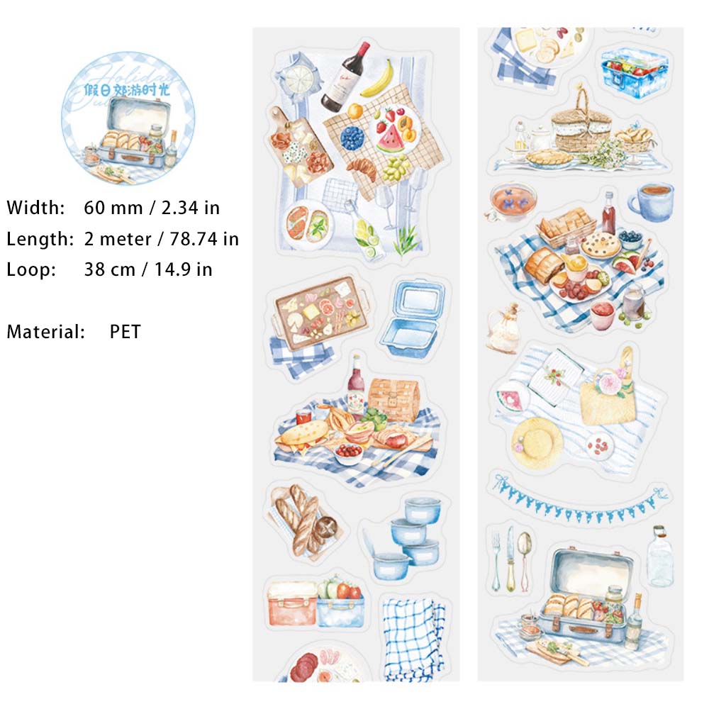 1 Roll Weekend Lifestyle Pre-cut PET Stickers Tape JRJYSG