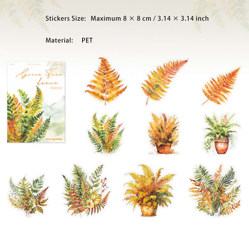 20 Pcs Ferns Theme PET Stickers LYJW