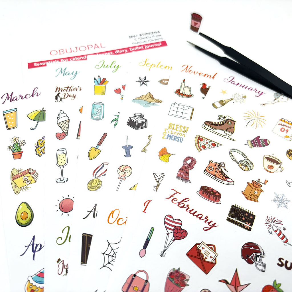 365+ Pcs Daily Planner Stickers, 6 Sheets