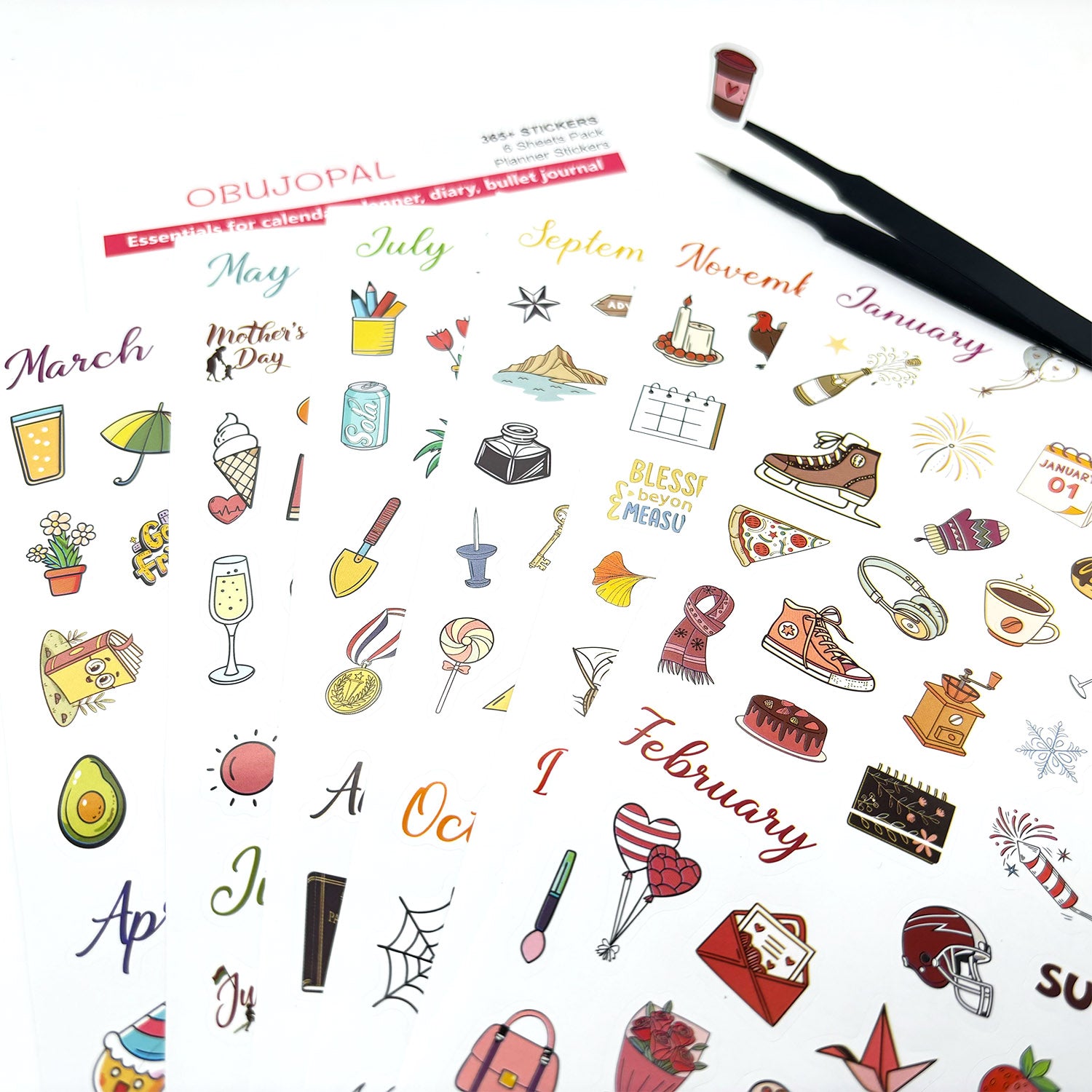 365+ Pcs Daily Planner Stickers, 6 Sheets