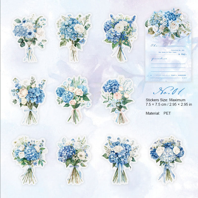 10 Pcs Flower Bouquet PET Stickers HDSY