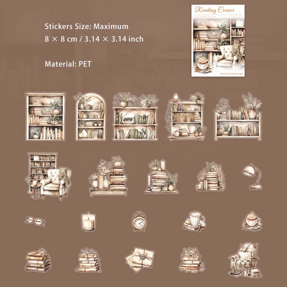 20 Pcs Reading Theme PET Stickers YDXJL