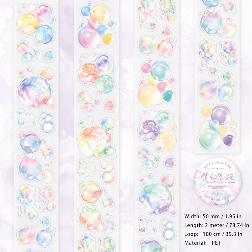 1 Roll Pre-cut Bubble PET Stickers Tape HCQP