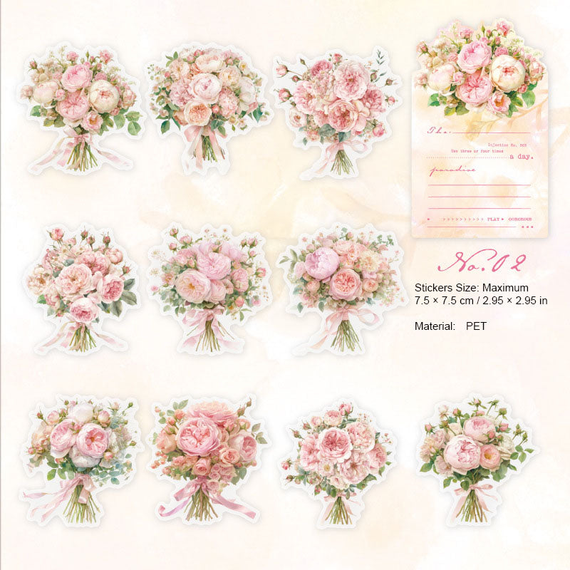 10 Pcs Flower Bouquet PET Stickers HDSY