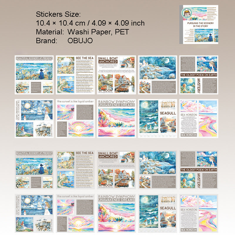 20 Sheets Country Landscape Stickers Book ZXGSLJS