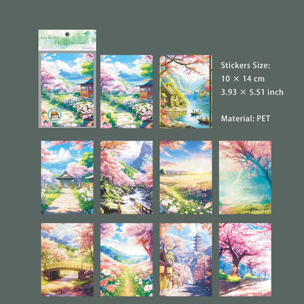 10 Sheets Cheery Blossoms Washi Stickers QKYHXL