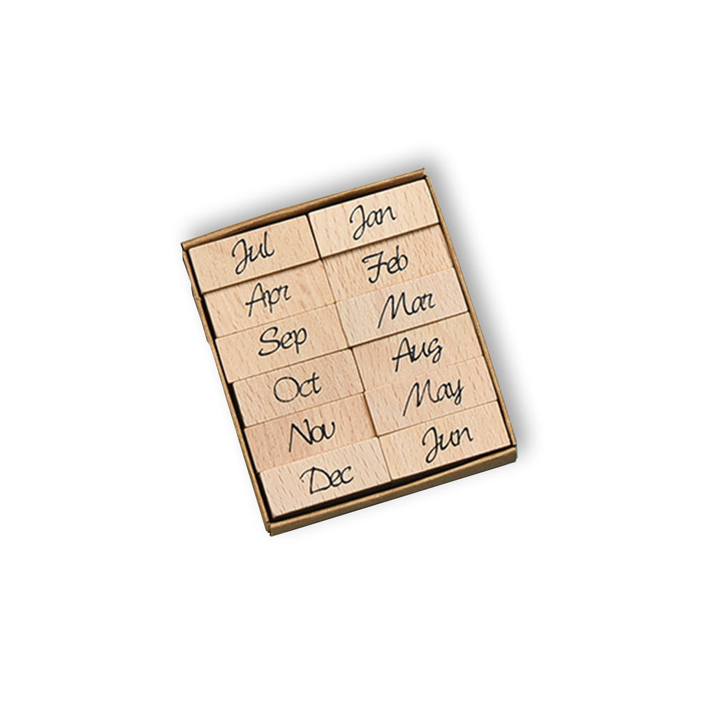 Fluent Script 12 Months Wooden Stamp Set