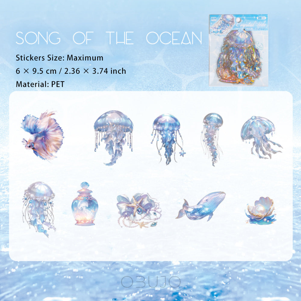 20 Pcs Holographic Jellyfish Stickers SJCX