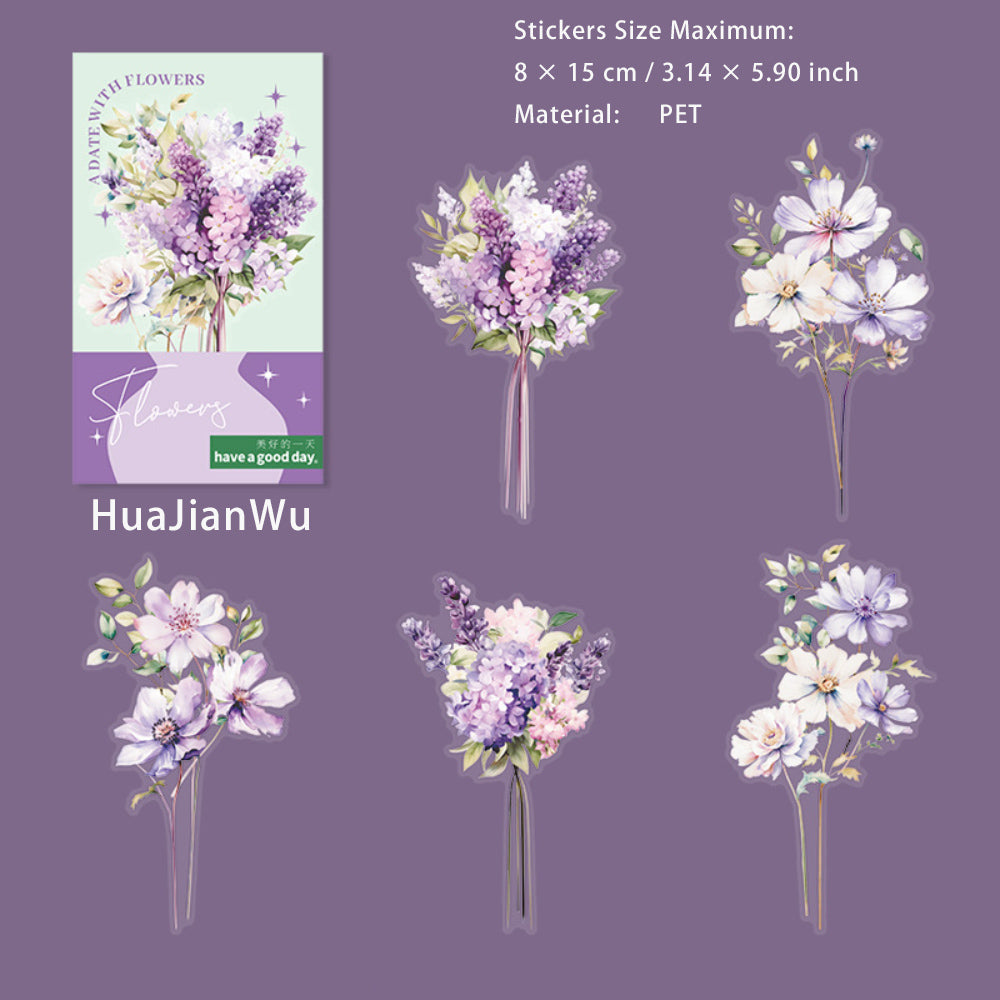 10 Pcs PET Bouquet Flower Stickers YHDYH