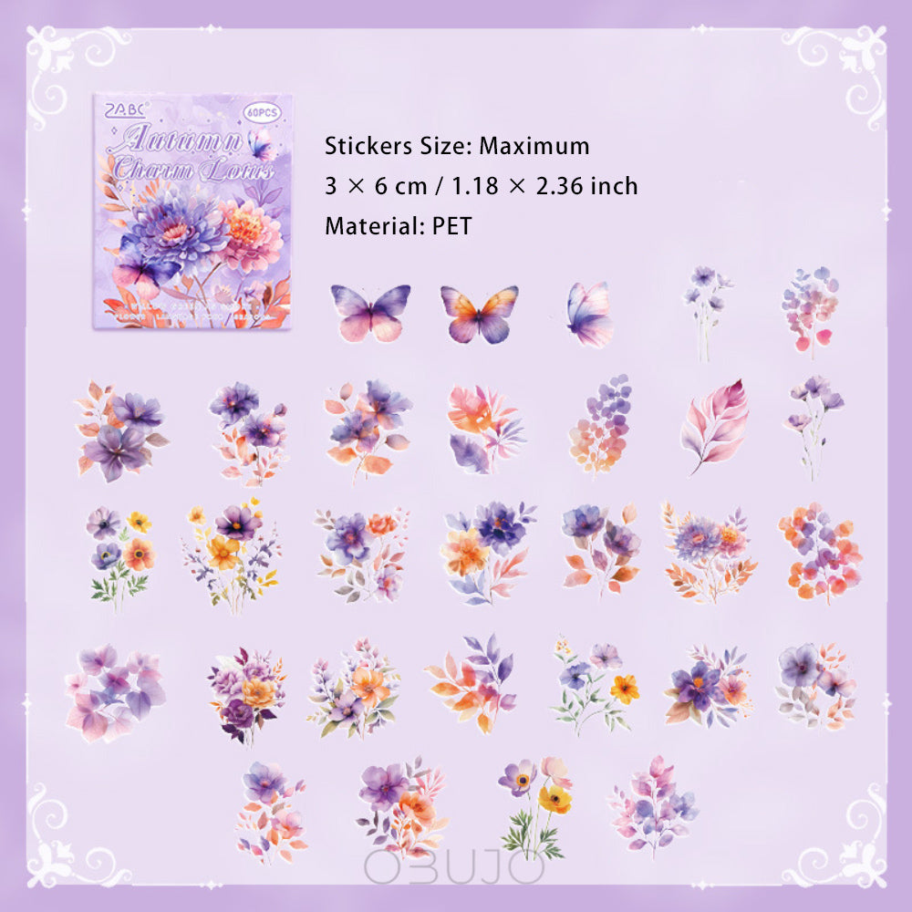 60 Pcs Flower and Butterfly Stickers SJHY