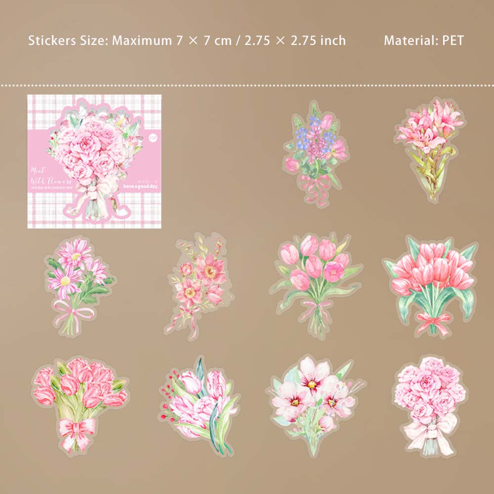 20 Pcs Holographic PET Flower Stickers PHJM