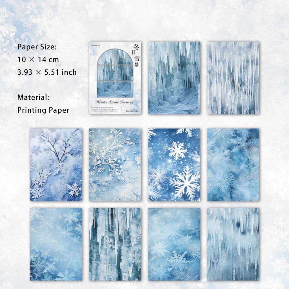 30 Sheets Snow Forest Scrapbook Paper DRXJ