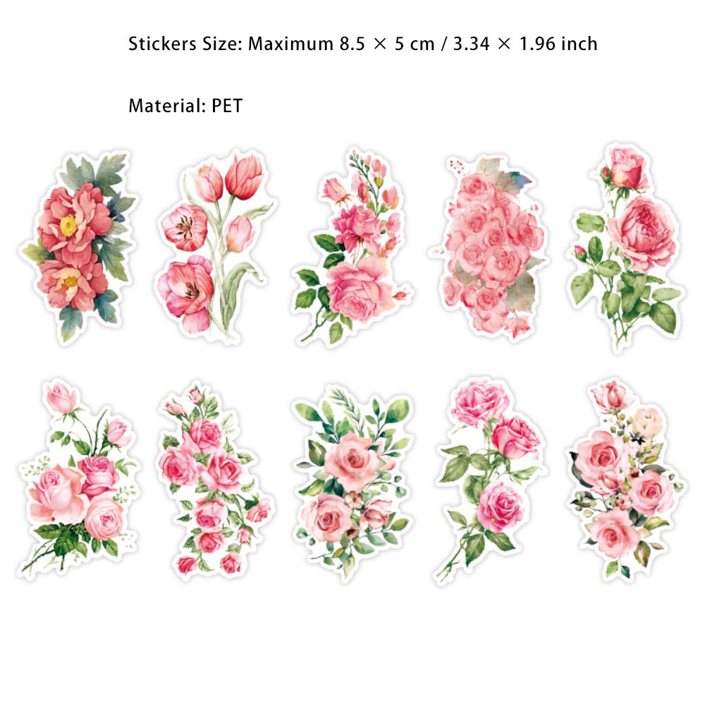 20 Pcs PET Flower Stickers HYMJ