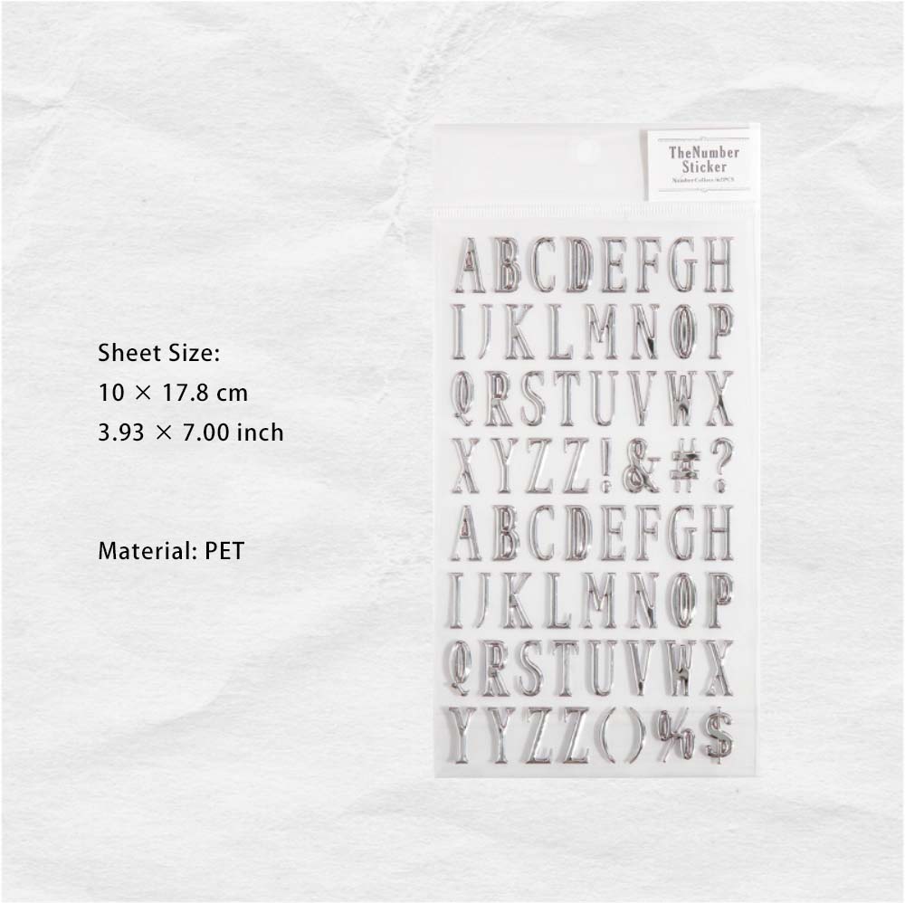 1 Sheet Gold Sliver Alphabet Letter PET Stickers SZYW