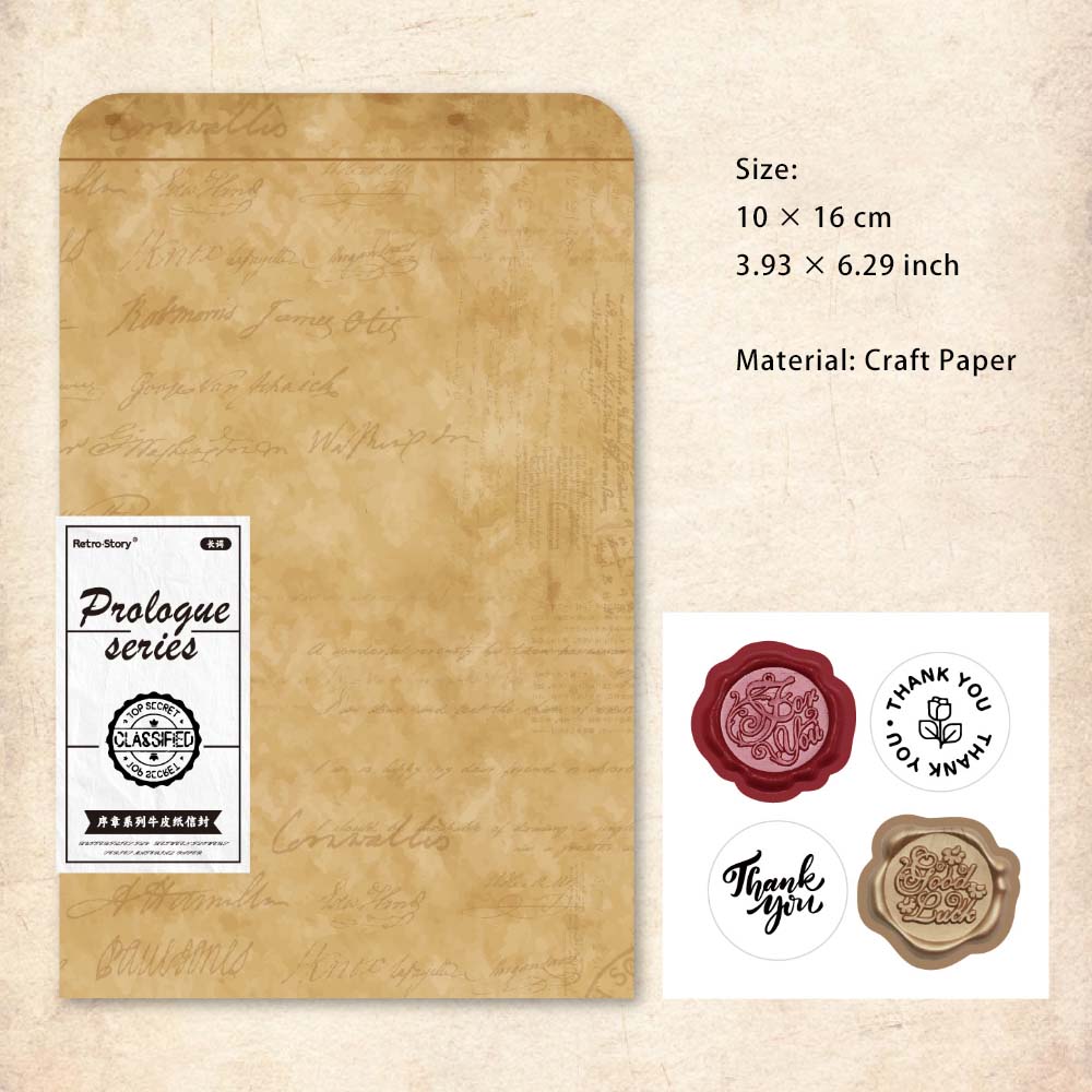 3 Pcs Vintage Envelope with Sealing Stickers XZXL