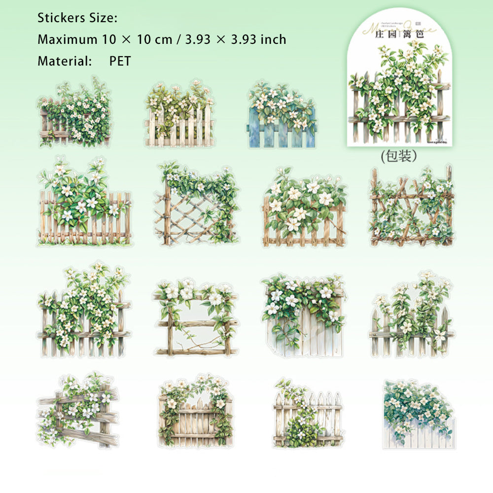 15 Pcs Garden Themed PET Stickers ZYLB