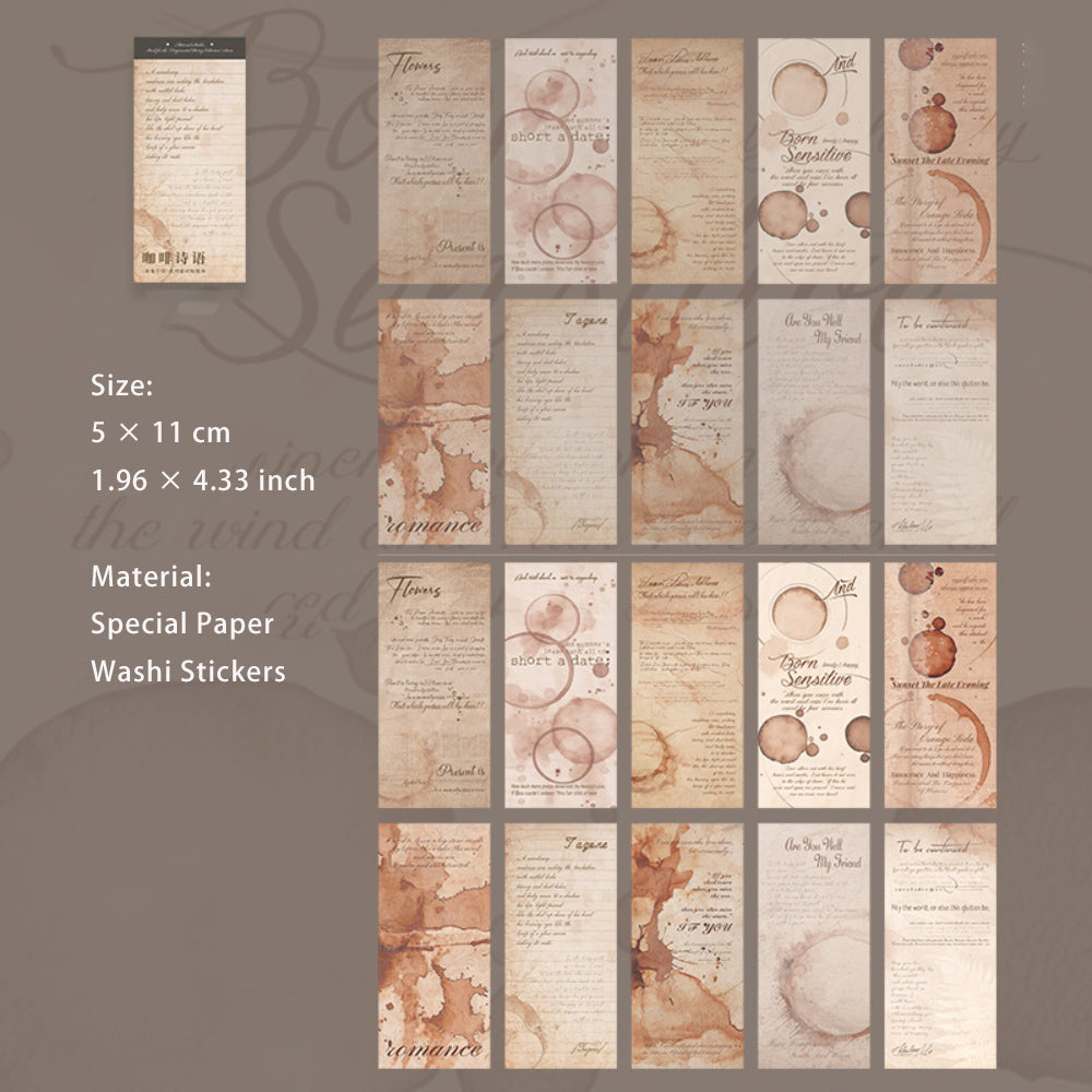 20 Sheets Vintage Washi Stickers and Paper SJPD