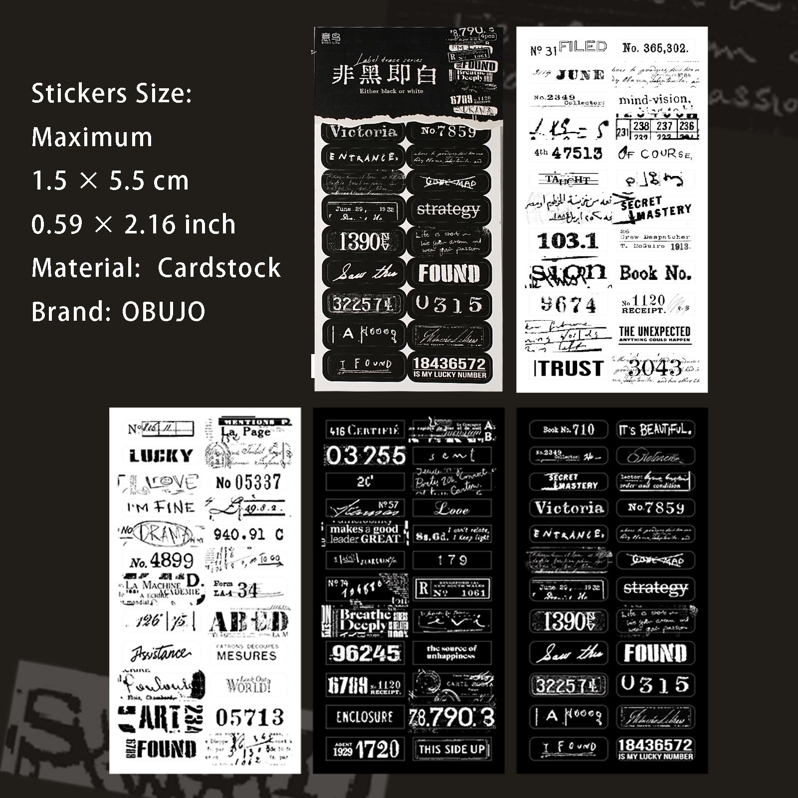 4 Sheets Label Cardtock Stickers HJBQ