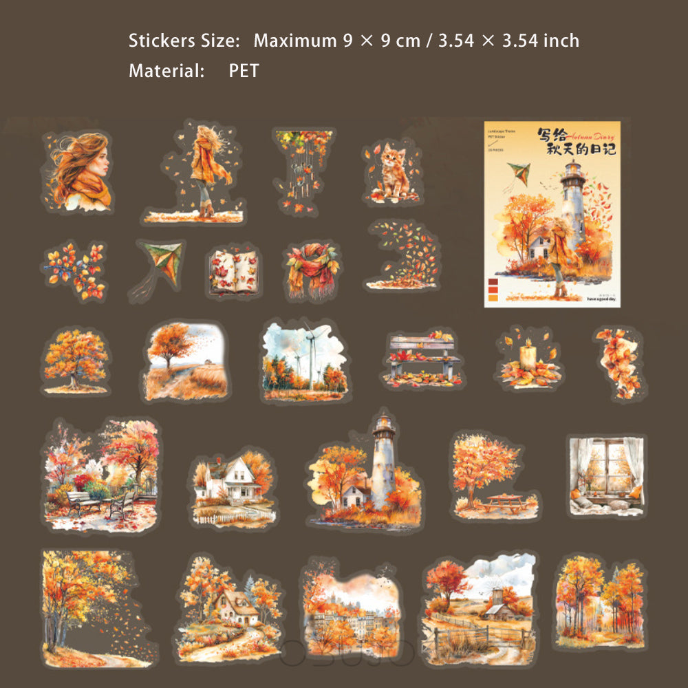 15 Pcs Autumn PET Stickers QTDRJ