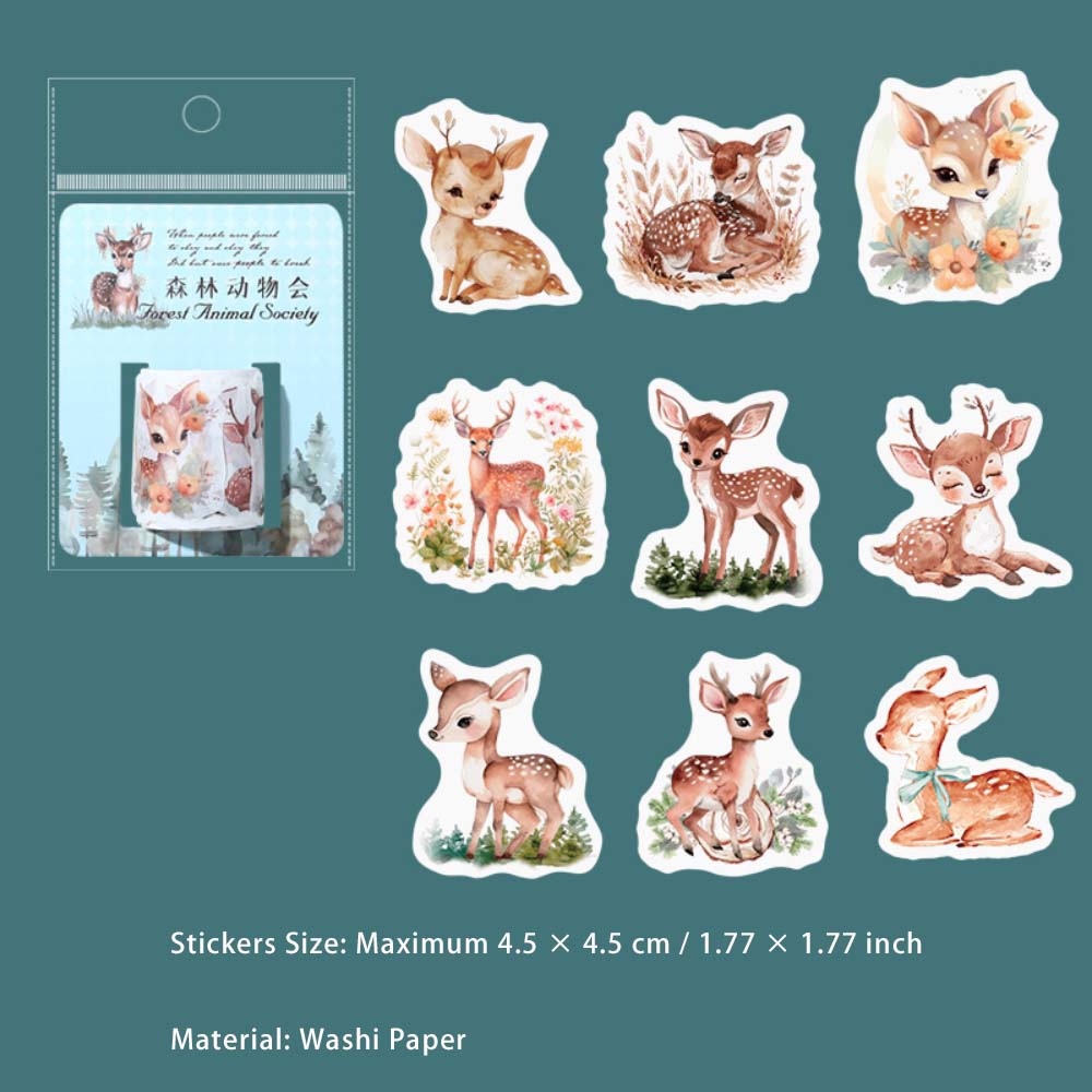 45 Pcs Forest Animal Washi Stickers SLDWH