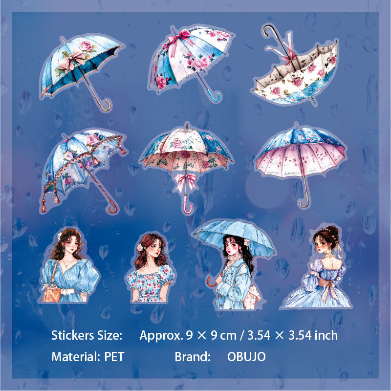 10 Pcs Umbrella Girl PET Stickers QSYJ