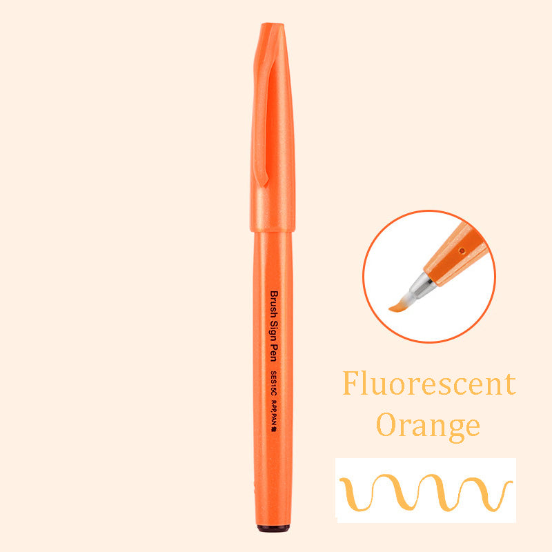 Pentel Touch Sign Pen Brush (SES15C) - Fluorescent Orange
