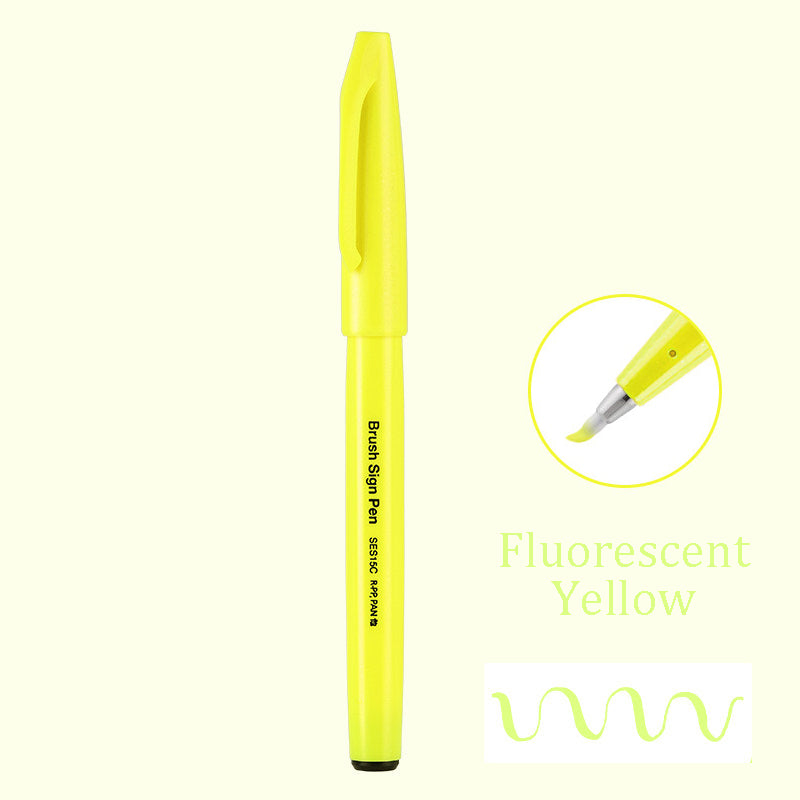 Pentel Touch Sign Pen Brush (SES15C) - Fluorescent Yellow