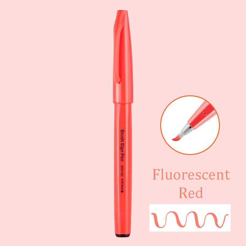 Pentel Touch Sign Pen Brush (SES15C) - Fluorescent Red