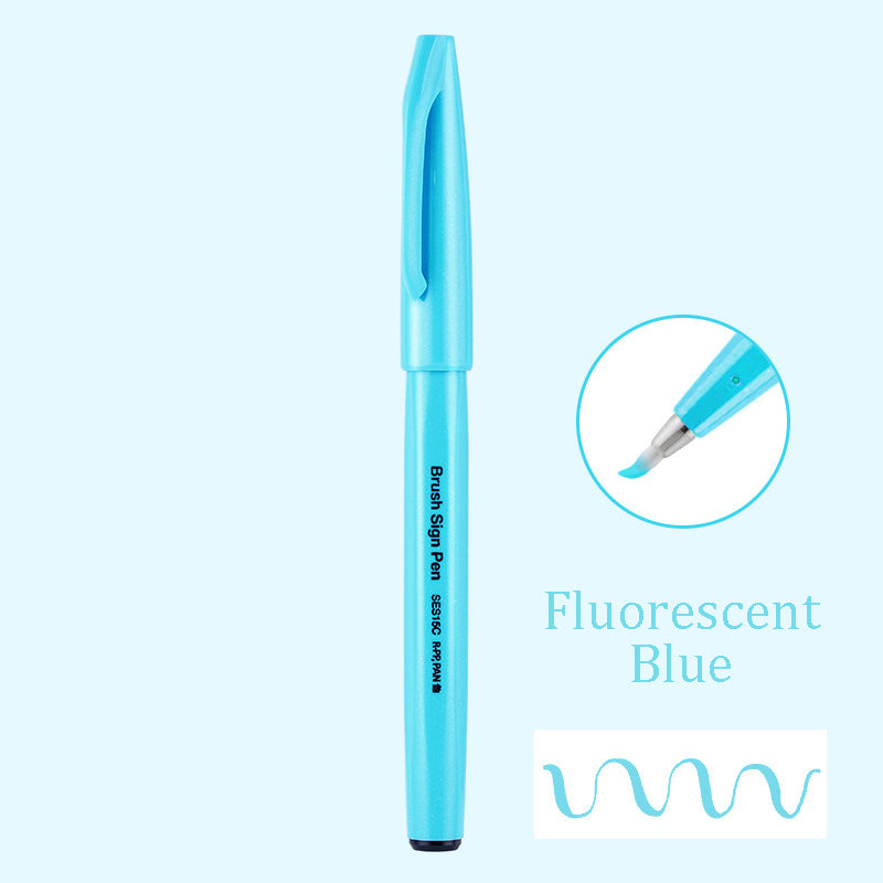 Pentel Touch Sign Pen Brush (SES15C) - Fluorescent Blue