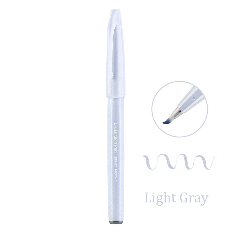 Pentel Touch Sign Pen Brush (SES15C) - Light Gray