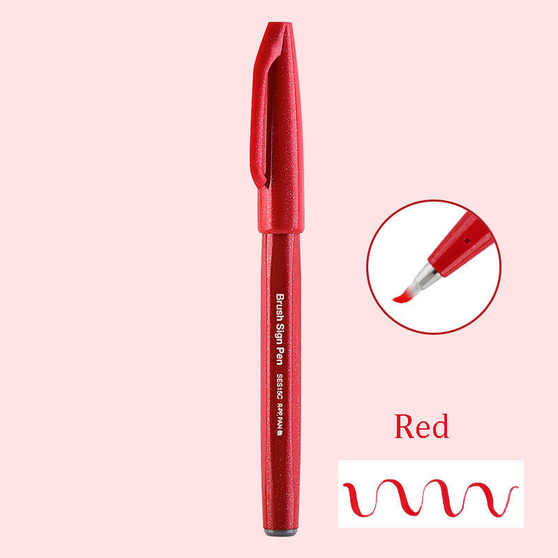 Pentel Touch Sign Pen Brush (SES15C) - Red