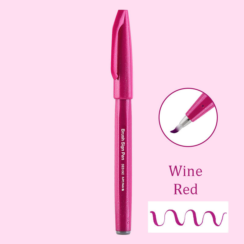Pentel Touch Sign Pen Brush (SES15C) - Wine Red