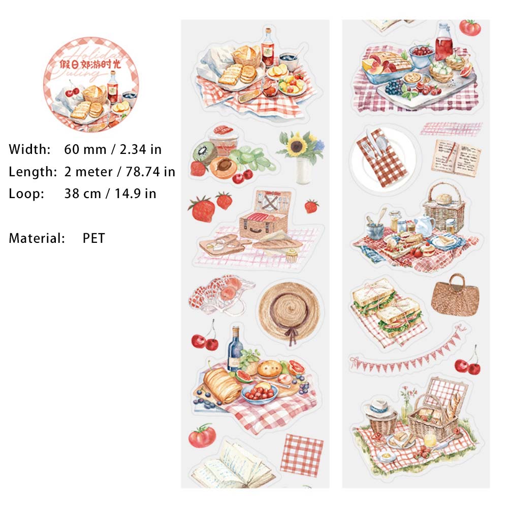 1 Roll Weekend Lifestyle Pre-cut PET Stickers Tape JRJYSG
