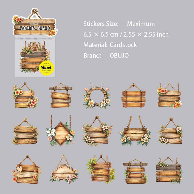 15 Pcs Wooden Sign Cardstock Stickers MJWY