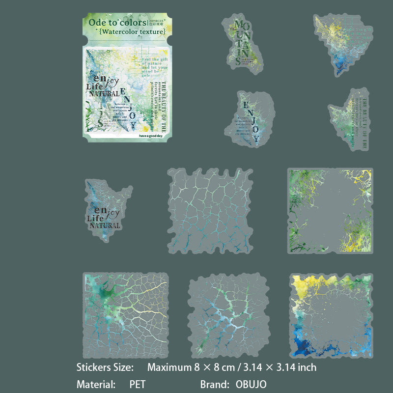 20 Pcs Watercolor Collage PET Stickers SCGS