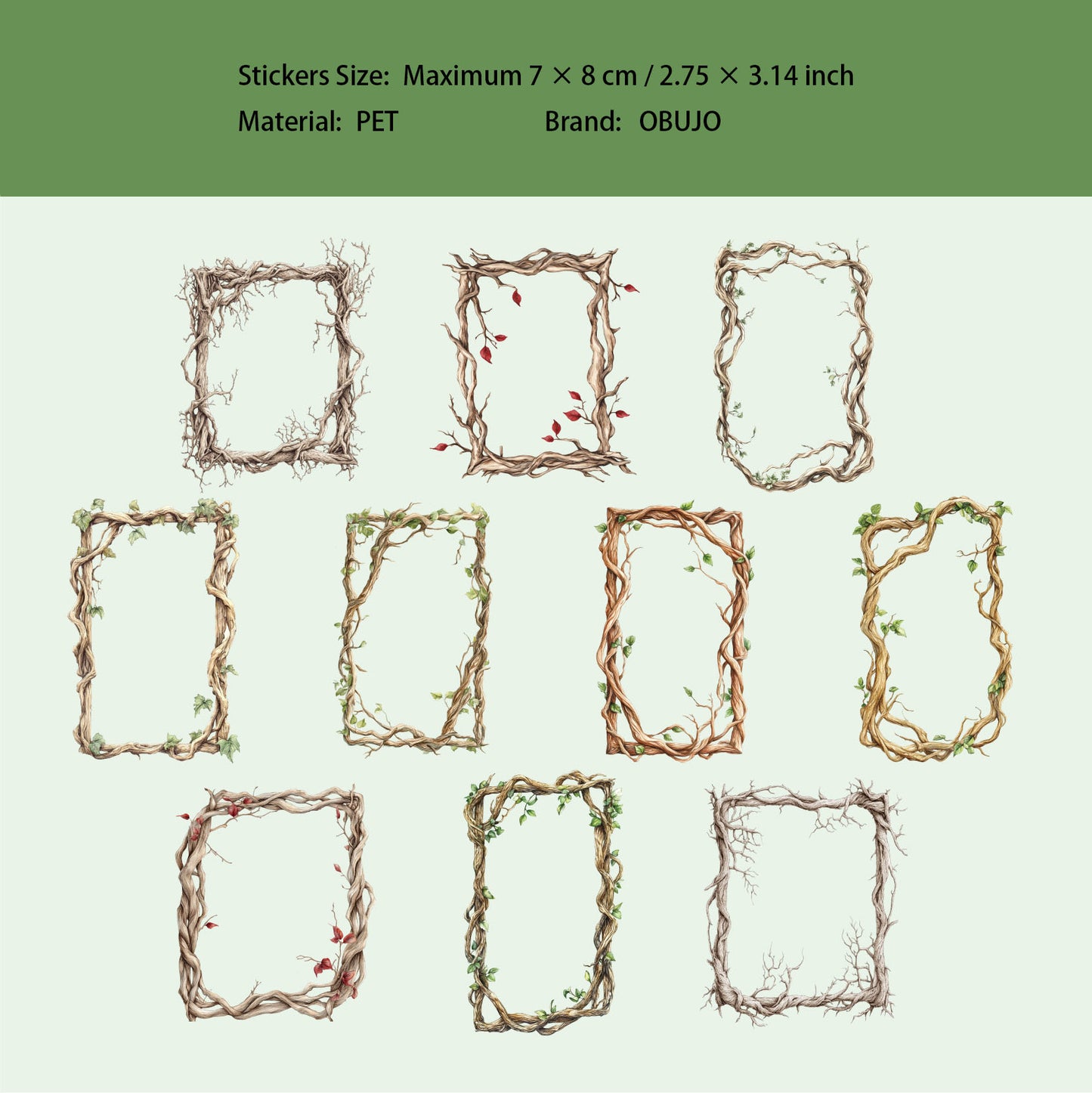 20 Pcs Tree Vine Frame Stickers ZYXL