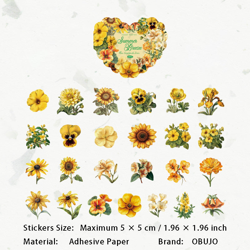 25 Pcs Vintage Flower Stickers HHBKTJ