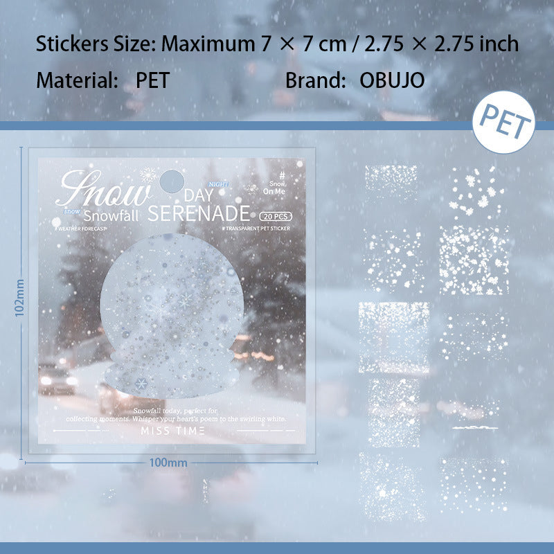 1 Roll Snow Themed PET Stikcers JRYX
