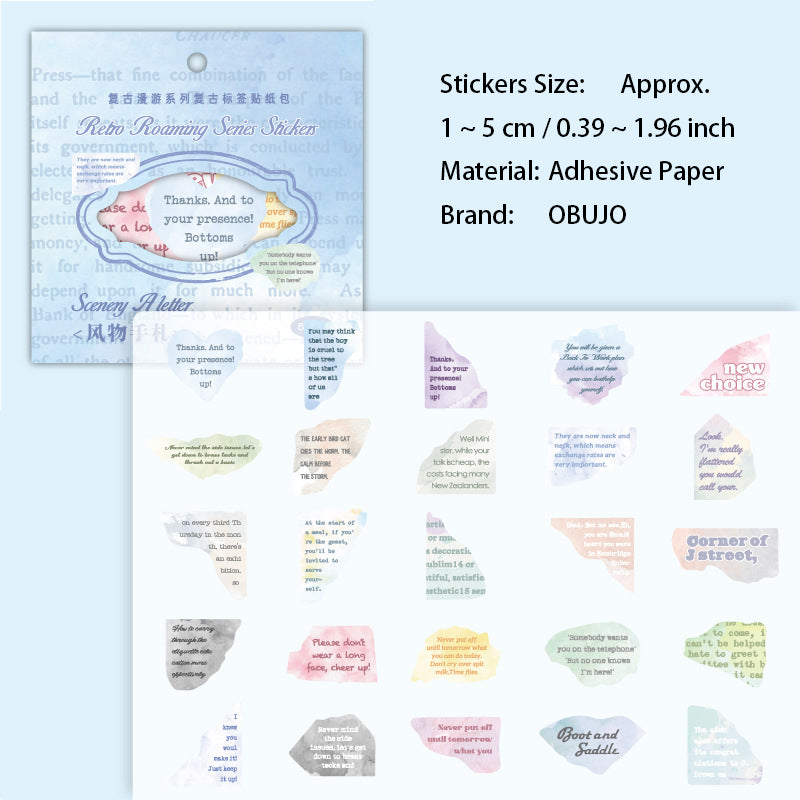 50 Pcs Vintage Words Stickers FGMY