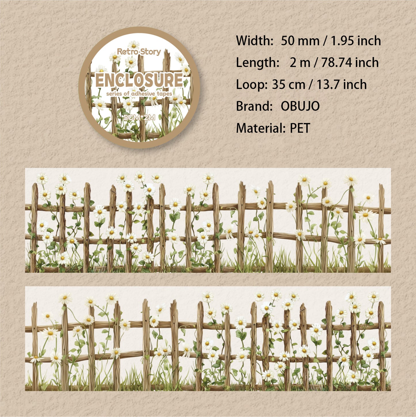 1 Roll Flower Fence PET Tape WGXL