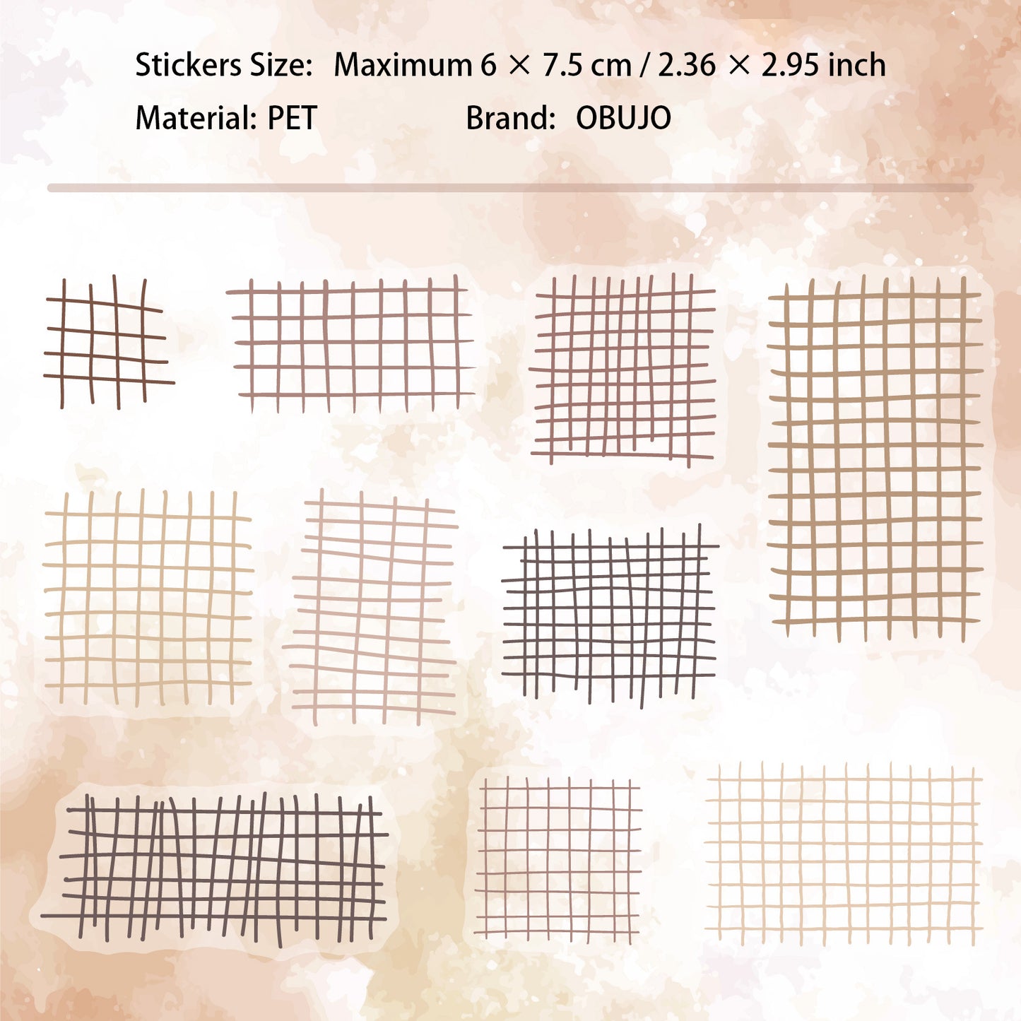 20 Pcs Watercolor Gird PET Stickers GYXL