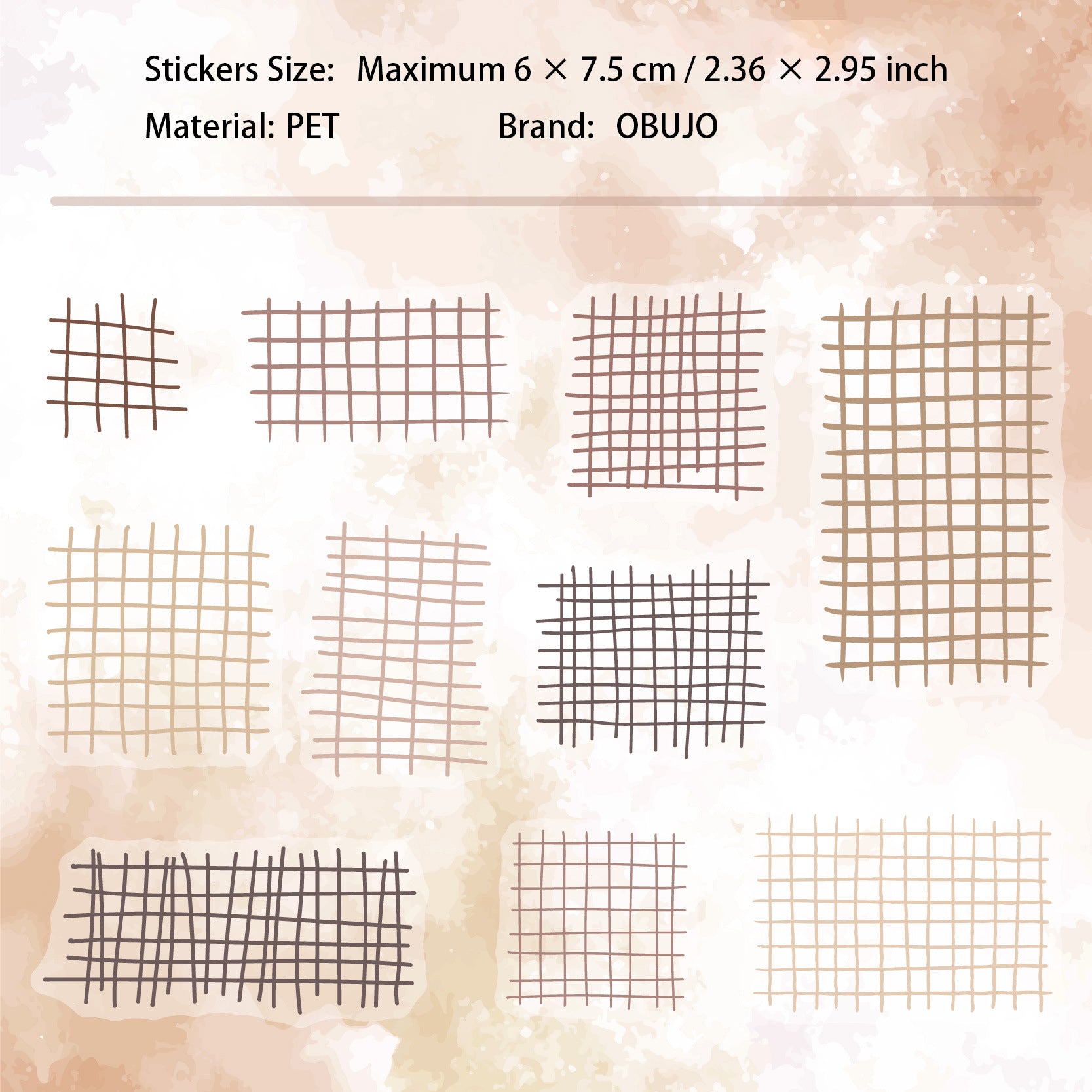 20 Pcs Watercolor Gird PET Stickers GYXL