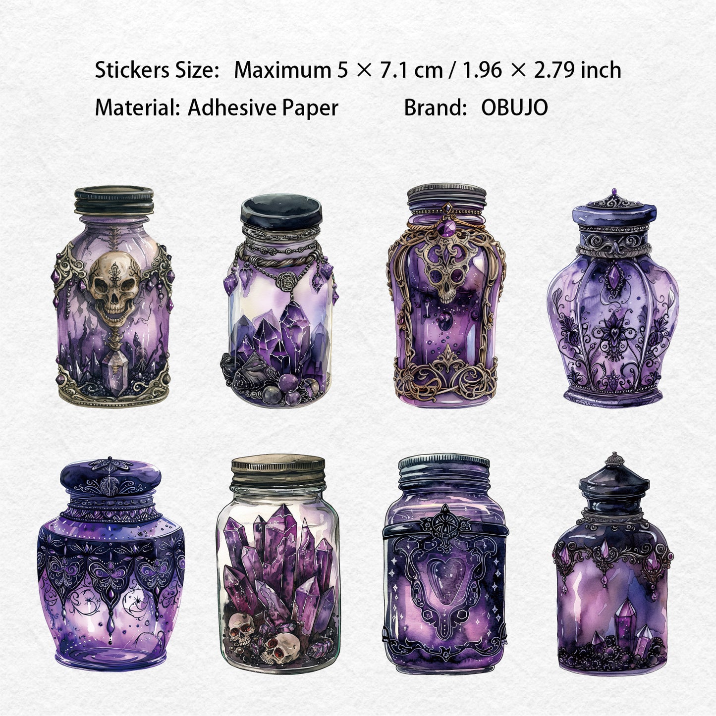 8 Pcs Gothic Magic Bottle Stickers MFPZ