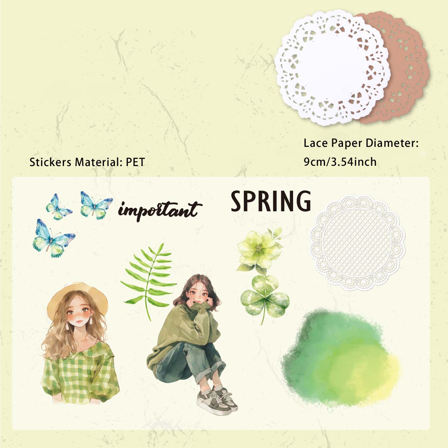 30 Pcs Lace Paper and Girl Stickers HYXL