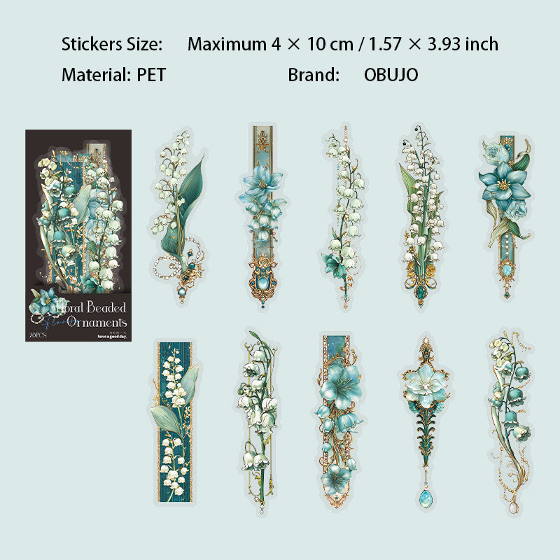 20 Pcs Floral Jewelry PET Stickers HYZS