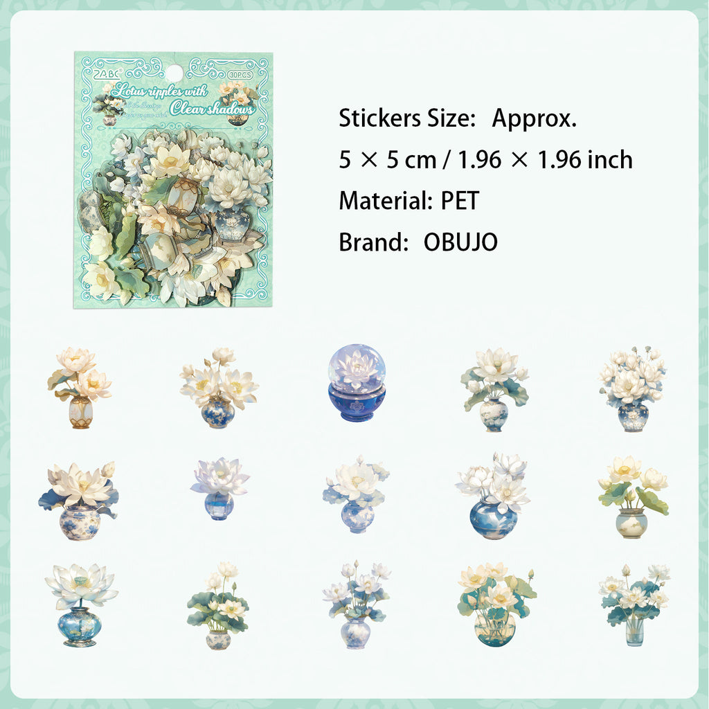 30 Pcs Potted Flowers PET Stickers HJXS