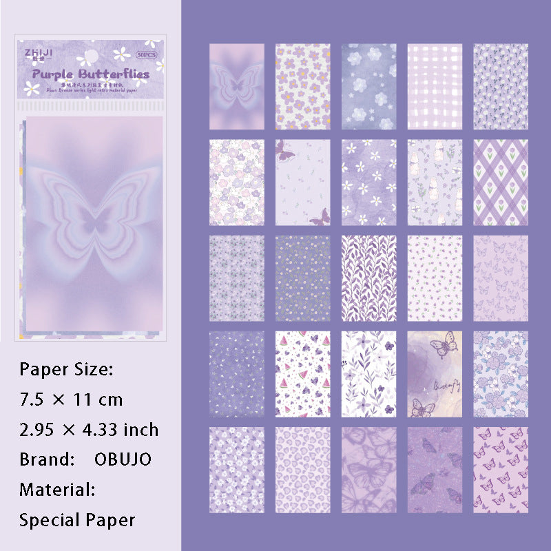50 Pcs Floral Scrapbook Paper LMQF