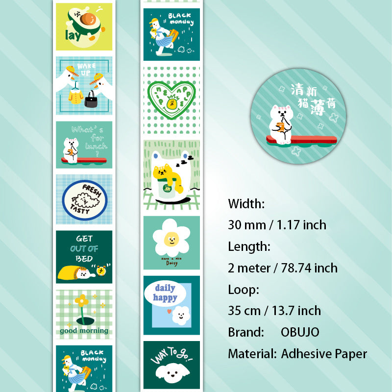 1 Roll Cute Kawaii Journal Stickers Tape TYMM